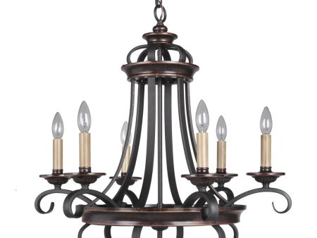 Stafford 6-Light Chandelier Aged Bronze   Textured Black Sale