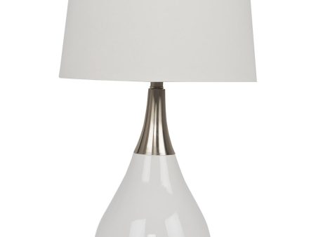 1-Light Table Lamp Gloss White Brushed Polished Nickel For Sale