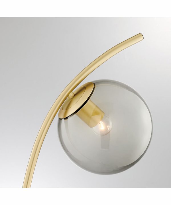 Lancy 1-Light Floor Lamp Gold Smoke Glass Shade Online