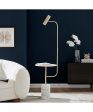 Tatum 1-Light Floor Lamp With Table Antique Brass White Marble Fashion