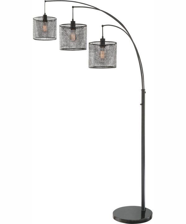 Hamilton 3-Light 3-Light Arch Lamp Black Mesh Metal Shade Online Sale