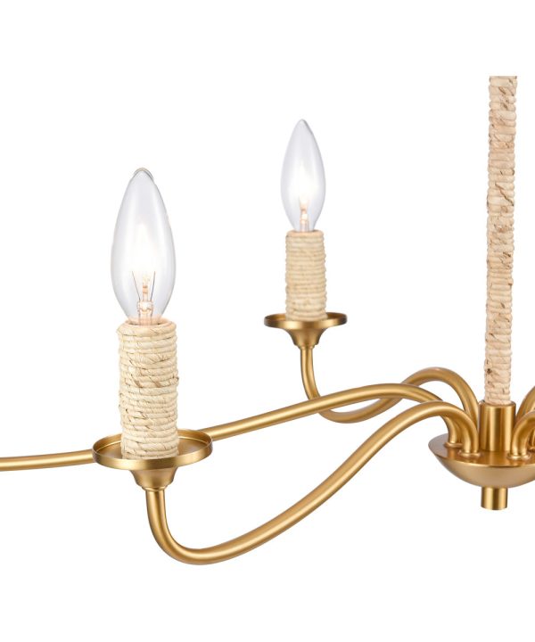 Abaca 32   Wide 6-Light Chandelier - Brushed Gold Online Sale