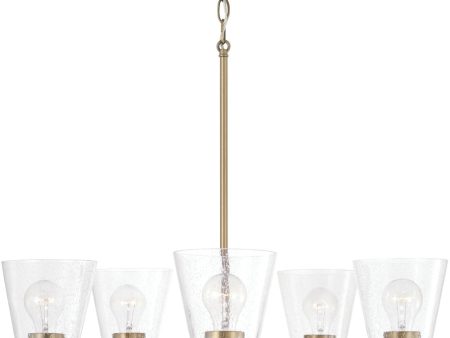 Baker 5-Light Chandelier Aged Brass For Sale