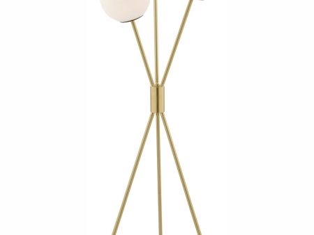 Lancy 3-Light 3-Light Floor Lamp Gold Frost Glass Shade Sale