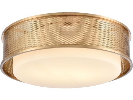 Esteem 13   Wide 2-Light Flush Mount - Aged Brass For Discount