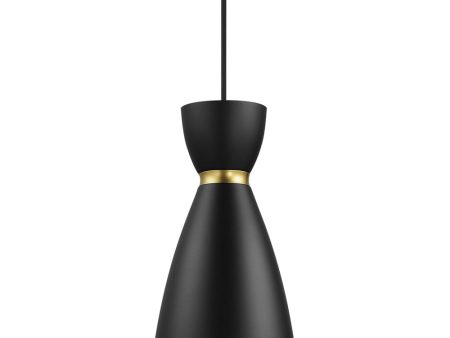 Carillon 1-Light Elongated Mini Pendant Black   Satin Brass Discount