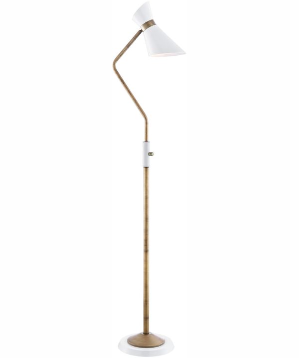 Jared 1-Light Floor Lamp Ab Finished White Metal Shade For Discount