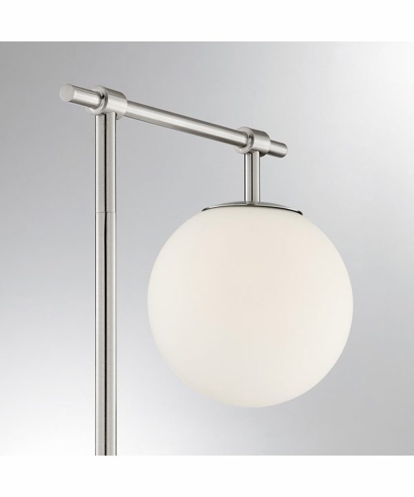 Lencho 1-Light Floor Lamp Brushed Nickel Frost Glass Shade Sale