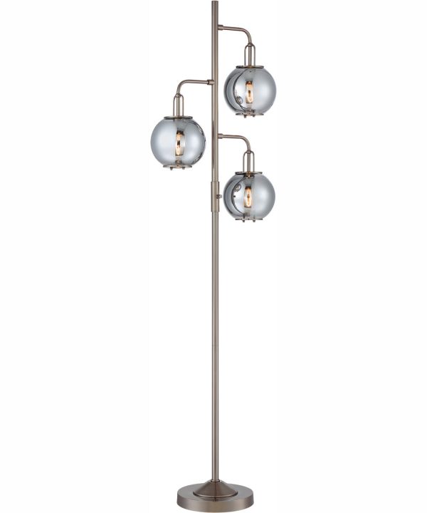 Kaira 3-Light 3-Light Floor Lamp G Smoke Glass Shade Discount