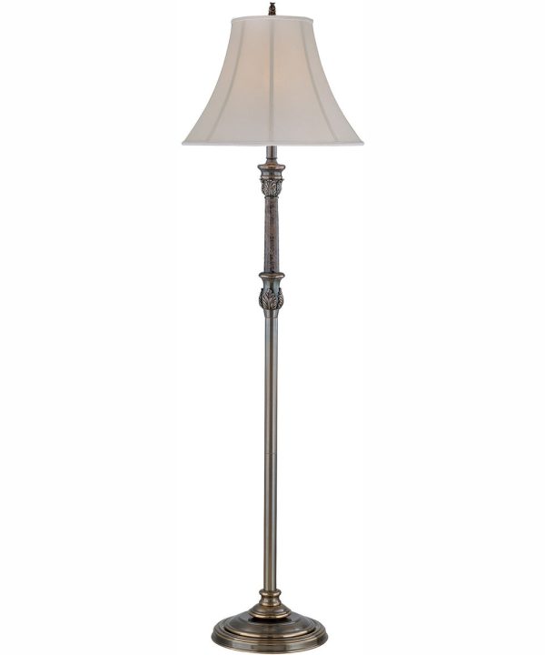 Monde 1-Light Floor Lamp Aged Bronze Off-White Fabric Shade Online now