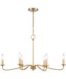 Abaca 32   Wide 6-Light Chandelier - Brushed Gold Online Sale