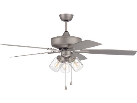 52  Outdoor Pro Plus 104 Clear 3-Light Indoor Outdoor Ceiling Fan Painted Nickel Online Hot Sale