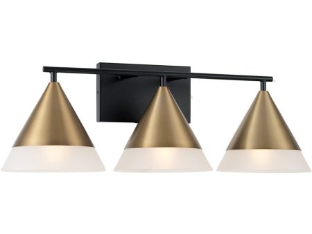 Avant 3-Light Vanity Aged Brass and Black For Sale