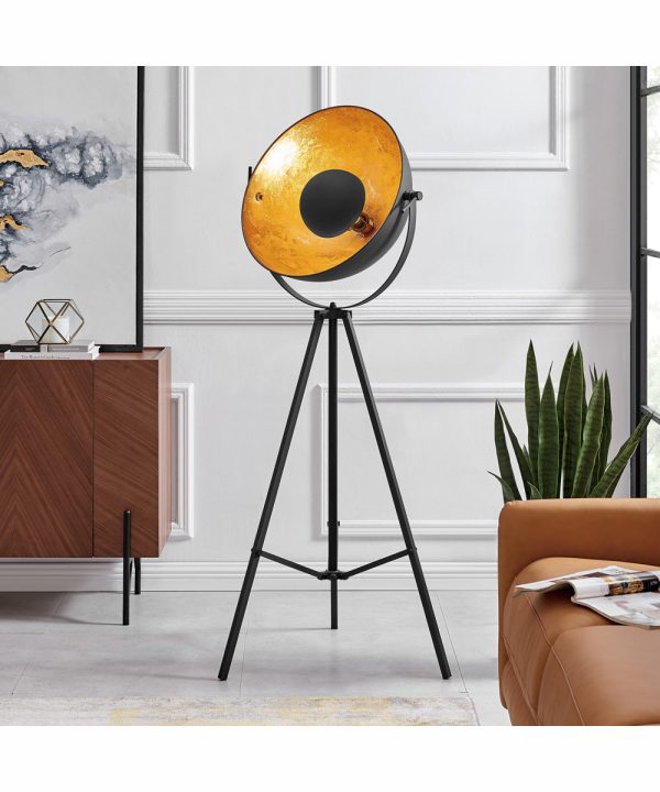 Gothard 1-Light Metal Floor Lamp Black Aged Gold For Discount