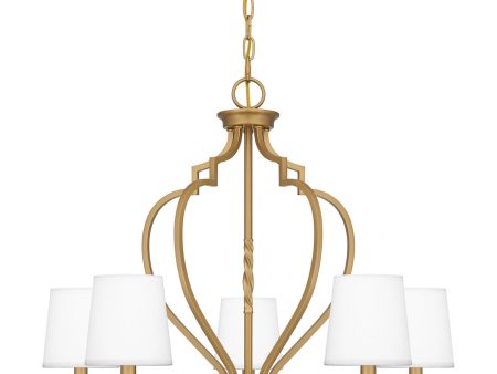 Wilkins 5-light Chandelier Brushed Weathered Brass For Sale