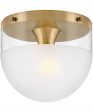 Beck 1-Light Small Flush Mount in Lacquered Brass Hot on Sale