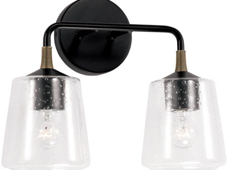 Amara 2-Light Vanity Matte Black with Brass Supply