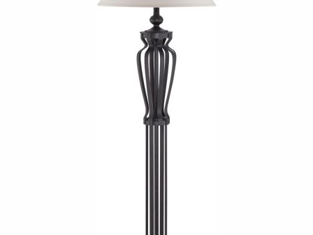 Rigoberto 1-Light Floor Lamp Dark Bronze Fabric Shade Hot on Sale