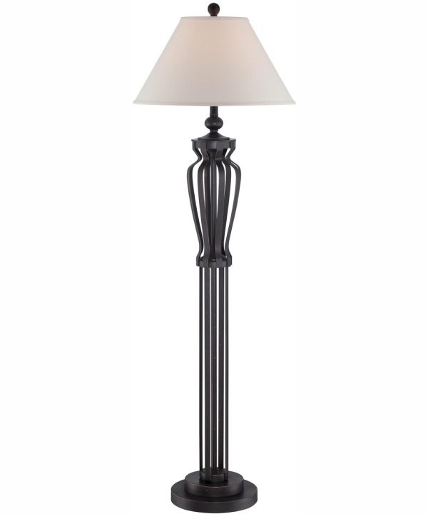 Rigoberto 1-Light Floor Lamp Dark Bronze Fabric Shade Hot on Sale