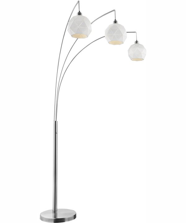 Pandora 3-Light 3-Light Arch Lamp Brushed Nickel White Metal Cut Shade Online Hot Sale