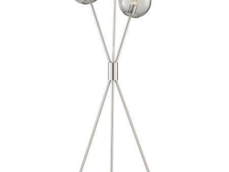 Lancy 3-Light 3-Light Floor Lamp Brushed Nickel Smoke Glass Online Sale