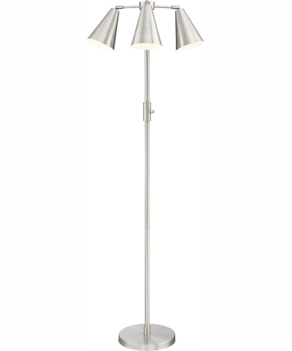 Tequisa 3-Light 3-Light Floor Lamp Brushed Nickel Online Sale