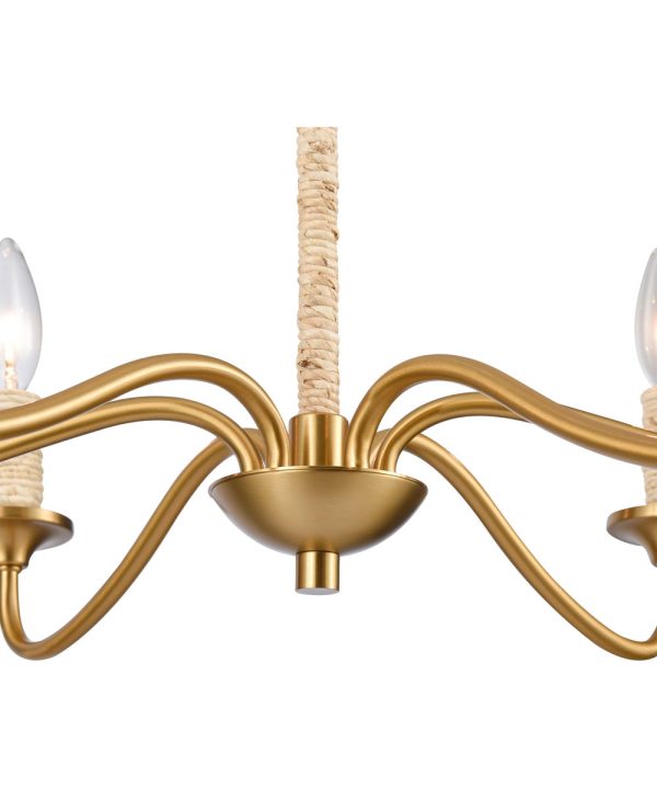 Abaca 32   Wide 6-Light Chandelier - Brushed Gold Online Sale