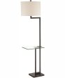 Rudko 1-Light Floor Lamp With Glass Table D.Bronze Linen Shade Hot on Sale