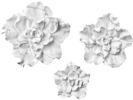 Blume Dimensional Wall Art - Set of 3 White Marble on Sale