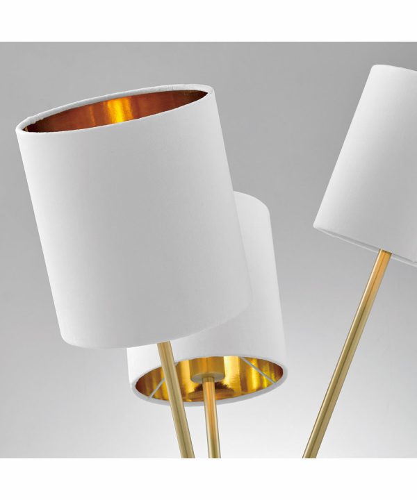 Crisanta 3-Light 3-Light Floor Lamp Gold White Velvet Shade Sale