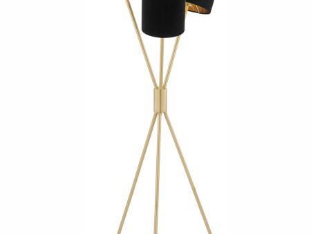 Crisanta 3-Light 3-Light Floor Lamp Gold Black Velvet Shade Online Hot Sale