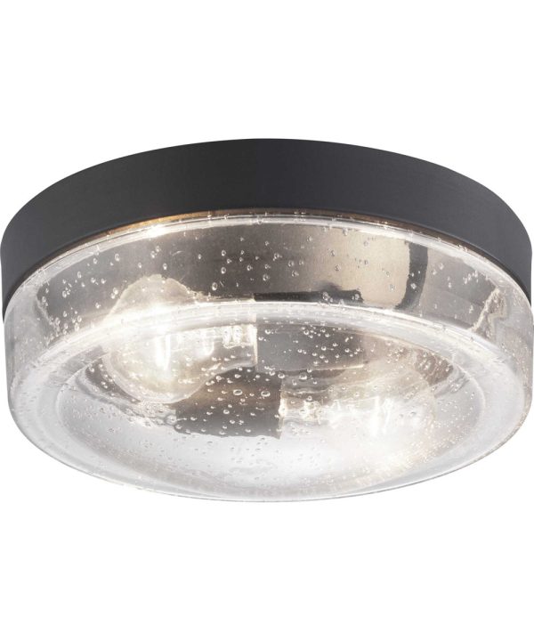 OPEN BOX Weldon 2-Light Flush Mount Textured Black Fashion