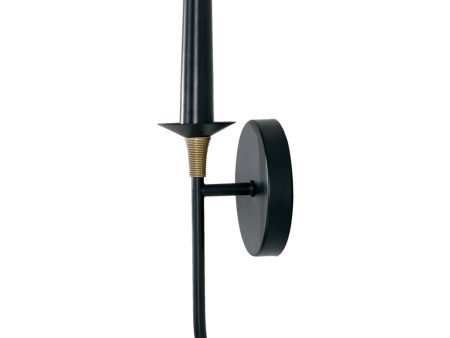 Amara 1-Light Sconce Matte Black with Brass For Cheap