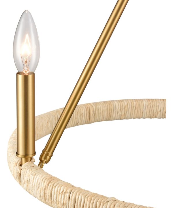 Abaca 20   Wide 3-Light Chandelier - Brushed Gold on Sale