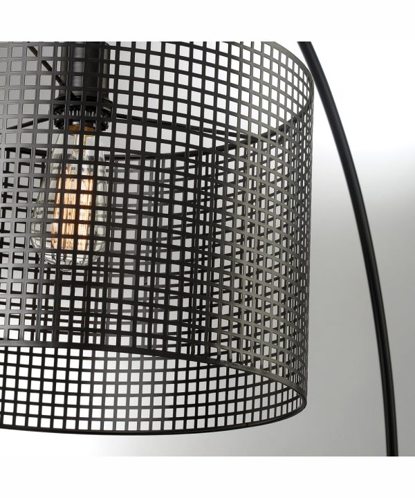 Hamilton 1-Light Arch Lamp Black Mesh Metal Shade on Sale