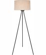 Tullio 1-Light Floor Lamp Dark Bronze Light Beige Linen Shade For Sale