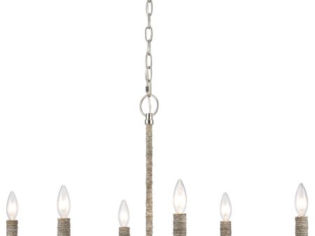 Abaca 32   Wide 6-Light Chandelier - Polished Nickel Online Hot Sale