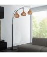 Paige 3-Light 3-Light Arc Lamp Black Outer Rattan&Inner Fabric Shade Online Sale