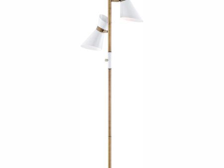 Jared 3-Light 3-Light Floor Lamp Ab Finished White Metal Shade For Sale