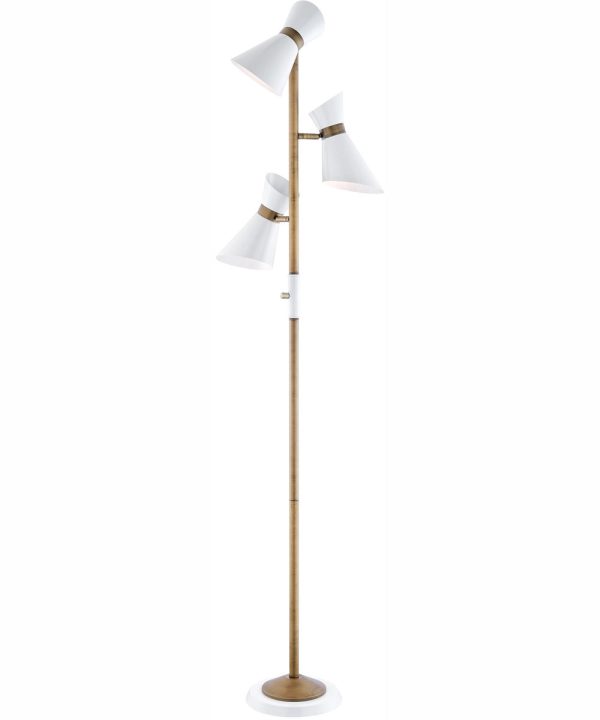 Jared 3-Light 3-Light Floor Lamp Ab Finished White Metal Shade For Sale