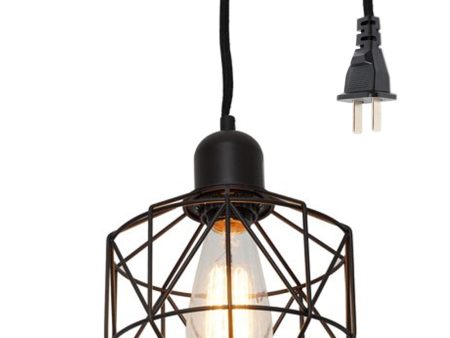 7 W 1-Light LED Metal Cage Plug-In Swag Pendant Light Bronze Finish Discount