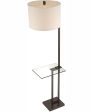 Rudko 1-Light Floor Lamp With Glass Table D.Bronze Linen Shade Hot on Sale