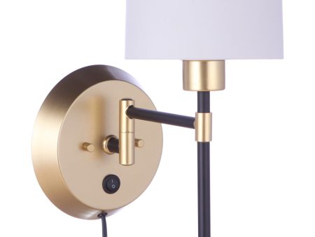 Wentworth 1-Light Plug-in Wall Sconce Flat Black Sunset Gold Online now