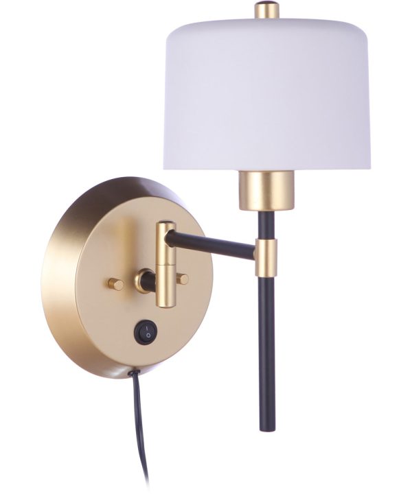 Wentworth 1-Light Plug-in Wall Sconce Flat Black Sunset Gold Online now