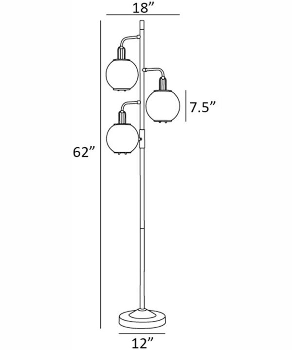 Kaira 3-Light 3-Light Floor Lamp G Smoke Glass Shade Discount