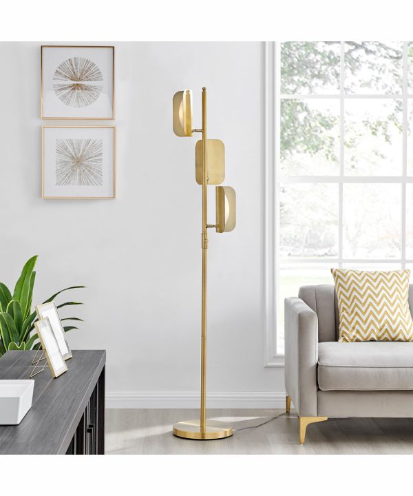 Qwin 3-Light Led 3-Light Floor Lamp Antique Brass White Acrylic Shade Online