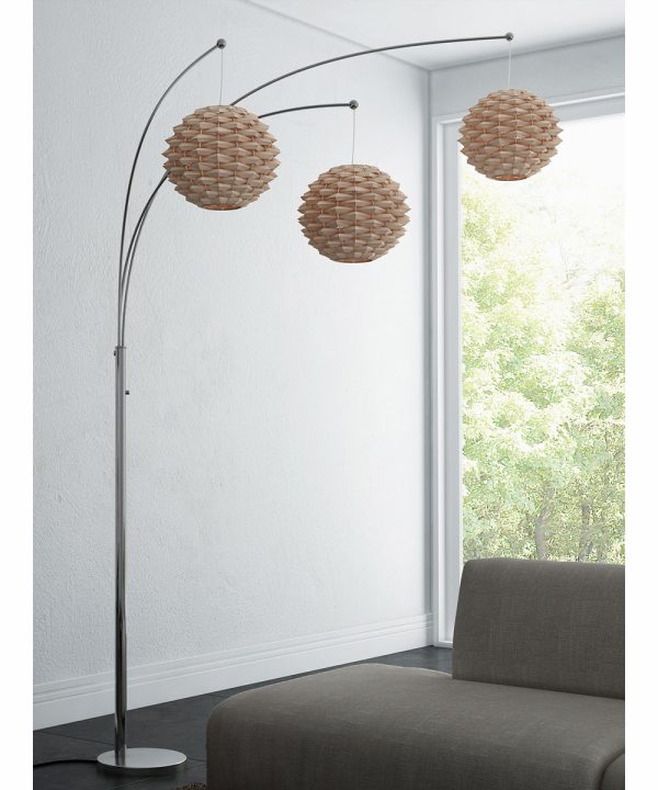 Linterna 3-Light 3-Light Arch Lamp Ps Nat. Finish Bamboo Shade For Discount