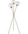 Lancy 3-Light 3-Light Floor Lamp Gold Smoke Glass Shade Cheap