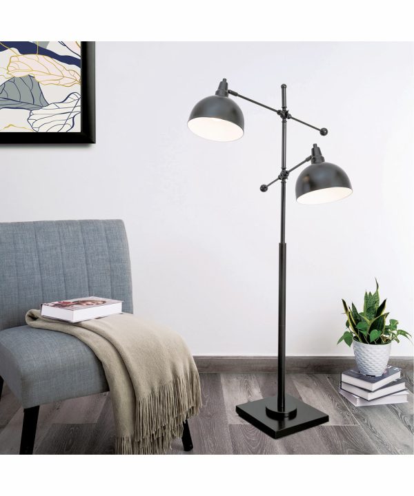 Cupola 2-Light 2-Light Metal Floor Lamp Dark Bronze For Cheap