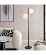 Lencho 2-Light 2-Light Floor Lamp Black Frost Glass Shade Hot on Sale